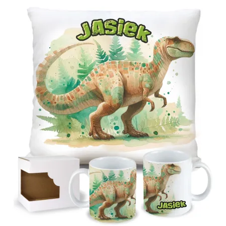 Kubek Poduszka Dinozaur Dinozaury T-rex Tyrannosaurus Triceratops